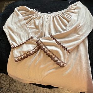 Cream Off Shoulder Double Laces Sleeve Tunic Size L - XL from WinWin